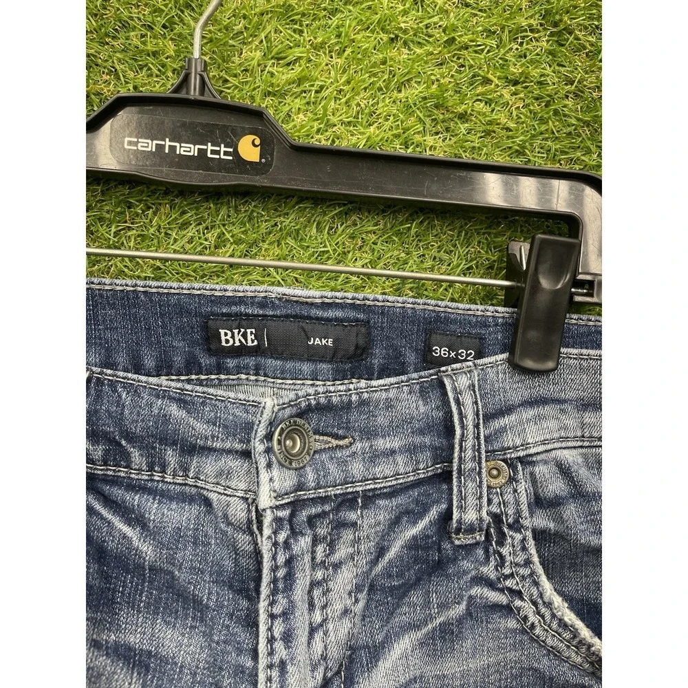 BKE Jeans Mens 36x32 Jake Straight Medium Blue Buckle Stretch Denim Pants Y2K
